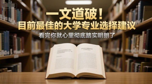 付费文章：一文道破！目前最佳的大学专业选择建议，看完你就心里彻底踏实明朗了-升阶有道