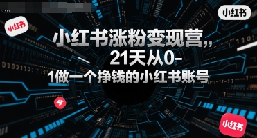 小红书涨粉变现营，21天从0-1做一个挣钱的小红书账号-升阶有道