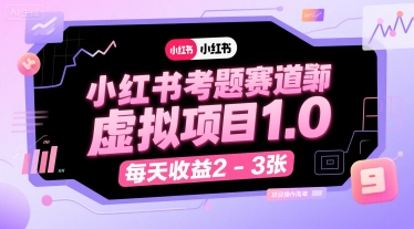 小红书考题赛道虚拟项目1.0，项目操作简单，每天收益2-3张-升阶有道