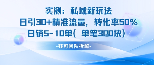 实测私域新玩法日引30加精准流量转化率50%日销5-10单每笔3张-升阶有道