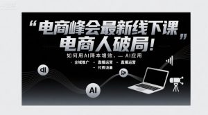 电商峰会最新线下课，电商人破局，如何用AI降本增效，AI应用-全域推广-直播运营-付费流量-升阶有道