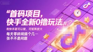 首码项目，快手全新0撸玩法，有快手就可以做，可矩阵放大，每天零碎时间搞个几张不是问题【揭秘】-升阶有道