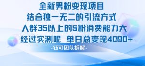 全新男粉变现项目引流人群35以上的男粉消费能力大 经过实测单日变现1k+-升阶有道