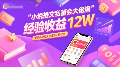 小说推文私董会大佬爆单经验分享收益12W，番茄小说每天稳定4位数收益-升阶有道