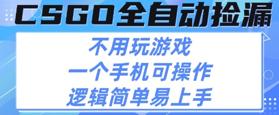 CSGO自动捡漏项目，最新独家玩法，不用挂G不用玩游戏，一个手机即可操作，新手小白轻松月入1W+【揭秘】-升阶有道