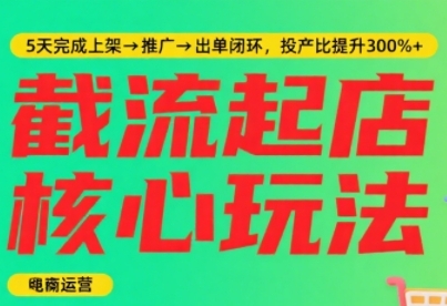 淘宝截流快速起店玩法，掌握暴力快速起店的流程，5天完成上架-推广-出单闭环-升阶有道