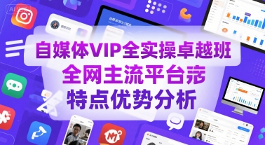 自媒体VIP全实操卓越班，全网主流平台特点优势分析-升阶有道