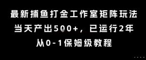 最新捕鱼打金工作室矩阵玩法，当天产出5张+，已运行2年，从0-1保姆级教程【揭秘】-升阶有道