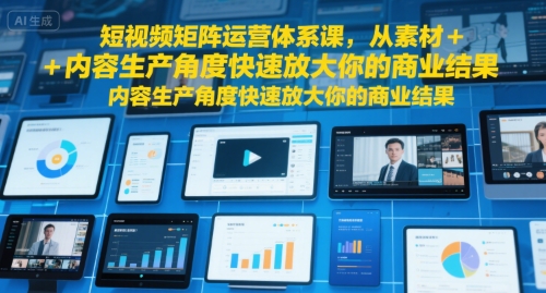 短视频矩阵运营体系课，从素材+内容生产角度快速放大你的商业结果-升阶有道