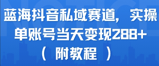 蓝海抖音私域赛道，实操单账号当天变现288+(附教程)-升阶有道