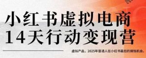 小红书虚拟电商14天变现训练营,虚拟产品,2025年普通人在小红书最后的搞钱机会-升阶有道