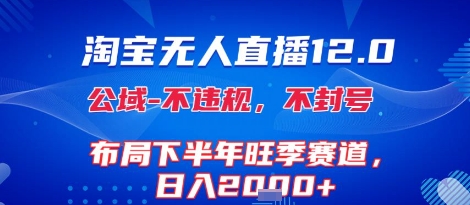淘宝无人直播12.0，不封号，不违规，布局下半年旺季赛道，日入1k+(独家技术)【揭秘】-升阶有道