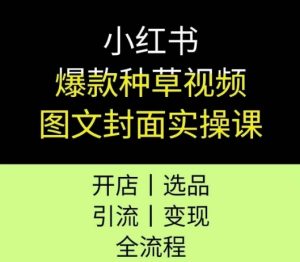 小红书爆款种草视频图文封面实操课,开店、选品、引流、变现全流程-升阶有道