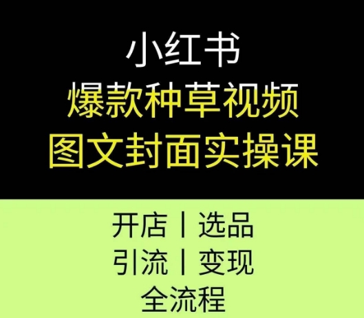 小红书爆款种草视频图文封面实操课，开店、选品、引流、变现全流程-升阶有道