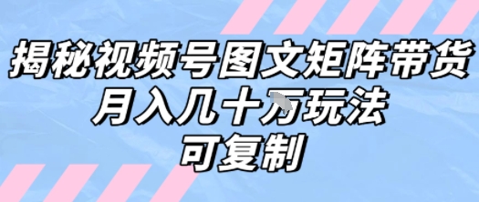 解密视频号图文矩阵带货，月入几个W的打法，可复制-升阶有道