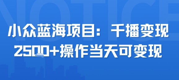 小众蓝海项目，千播变现2.5k+操作当天可变现-升阶有道