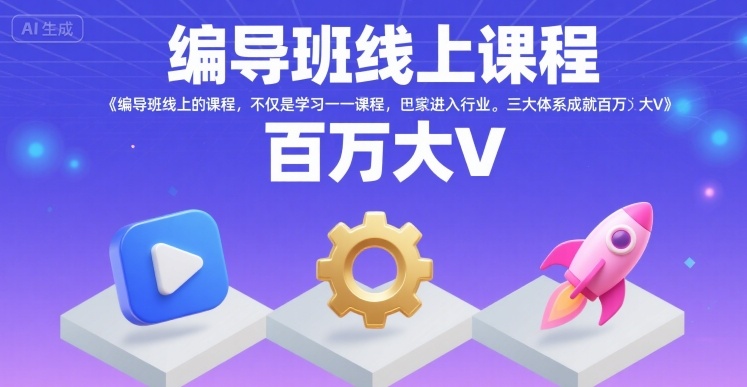 编导班线上课程，不仅是学习一门课程，更是进入一个行业，三大体系成就百万大V-升阶有道