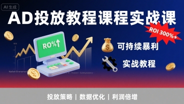 AD投放教程课程实战课，实现广告ROI300%+可持续暴利-升阶有道