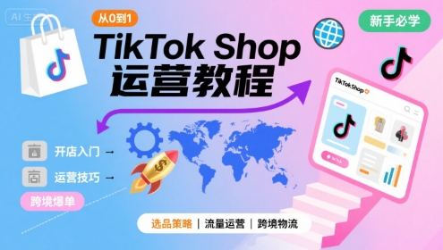 TikTok Shop从0到1运营教程，TikTok跨境电商新手必学课程-升阶有道
