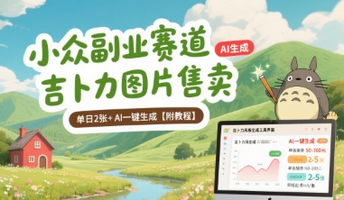 小众副业赛道 吉卜力图片售卖 单日2张+ AI一键生成【附教程】-升阶有道