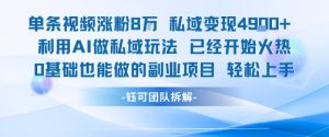 单条视频私域变现4.9k+利用AI做私域玩法 已经开始火热0基础也能做的副业项目轻松上手-升阶有道