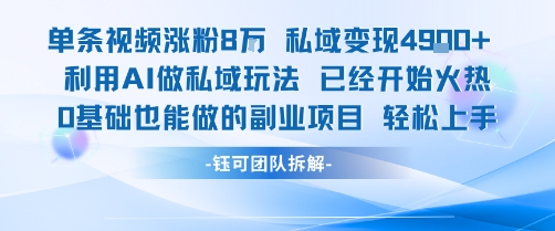 单条视频私域变现4.9k+利用AI做私域玩法 已经开始火热0基础也能做的副业项目轻松上手-升阶有道