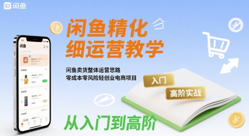 闲鱼精细化运营入门+高阶实战教学，闲鱼卖货整体运营思路，零成本零风险轻创业电商项目-升阶有道