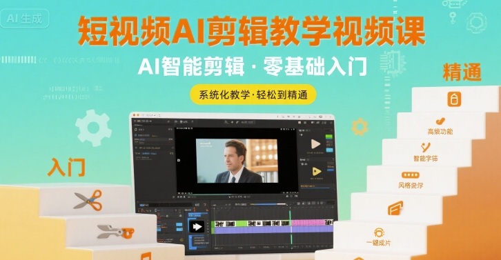 短视频AI剪辑教学视频课，入门到精通-升阶有道