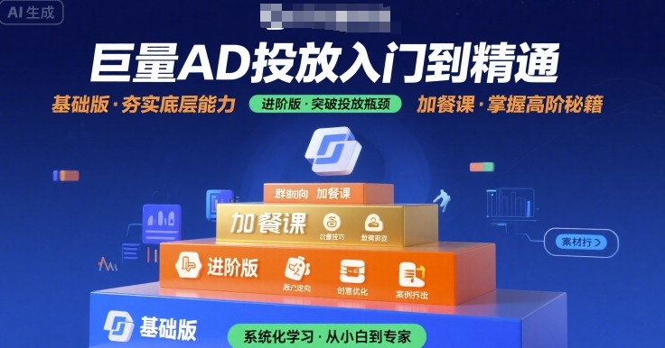 巨量AD投放入门到精通，基础版+进阶版+加餐课-升阶有道