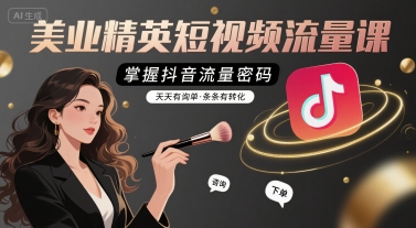 美业精英短视频流量课，掌握抖音流量密码，天天有询单，条条有转化-升阶有道