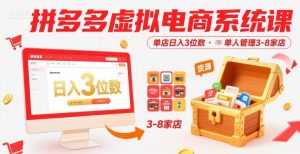 拼多多虚拟电商系统课,单店日入3位数,单人可管理3-8家店【附货源】-升阶有道