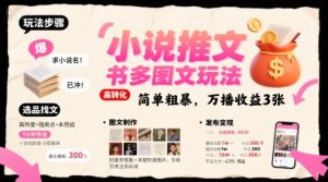 小说推文小红书多图文玩法,简单粗暴,万播收益3张-升阶有道
