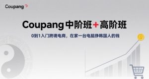 Coupang中阶班+高阶班，0到1入门跨境电商，在家一台电脑挣韩国人的钱-升阶有道