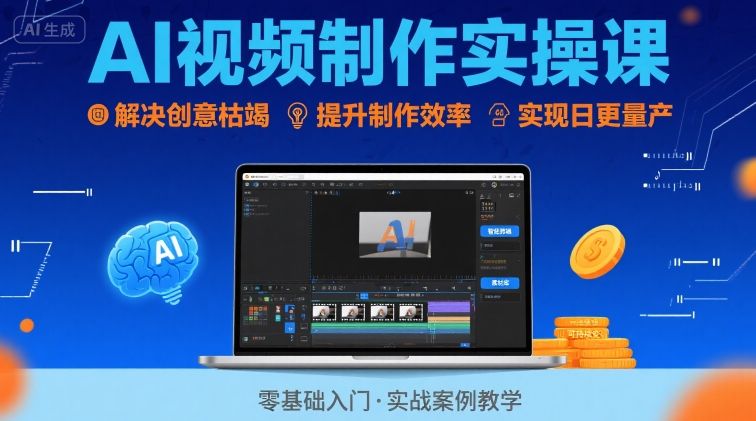 Ai视频制作实操课，解决创意枯竭、效率低下痛点，实现日更量产可持续变现-升阶有道