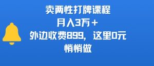 卖两性打牌课程，月入3W+外边收费899的课程，这里0元，悄悄做-升阶有道