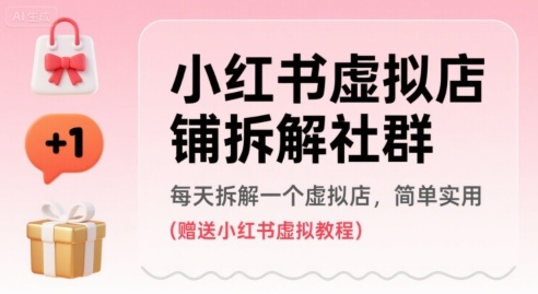 小红书虚拟店铺拆解社群，每天拆解一个虚拟店，简单实用(赠送小红书虚拟教程)-升阶有道