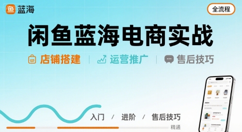 闲鱼蓝海电商实战，店铺搭建运营售后全流程-升阶有道