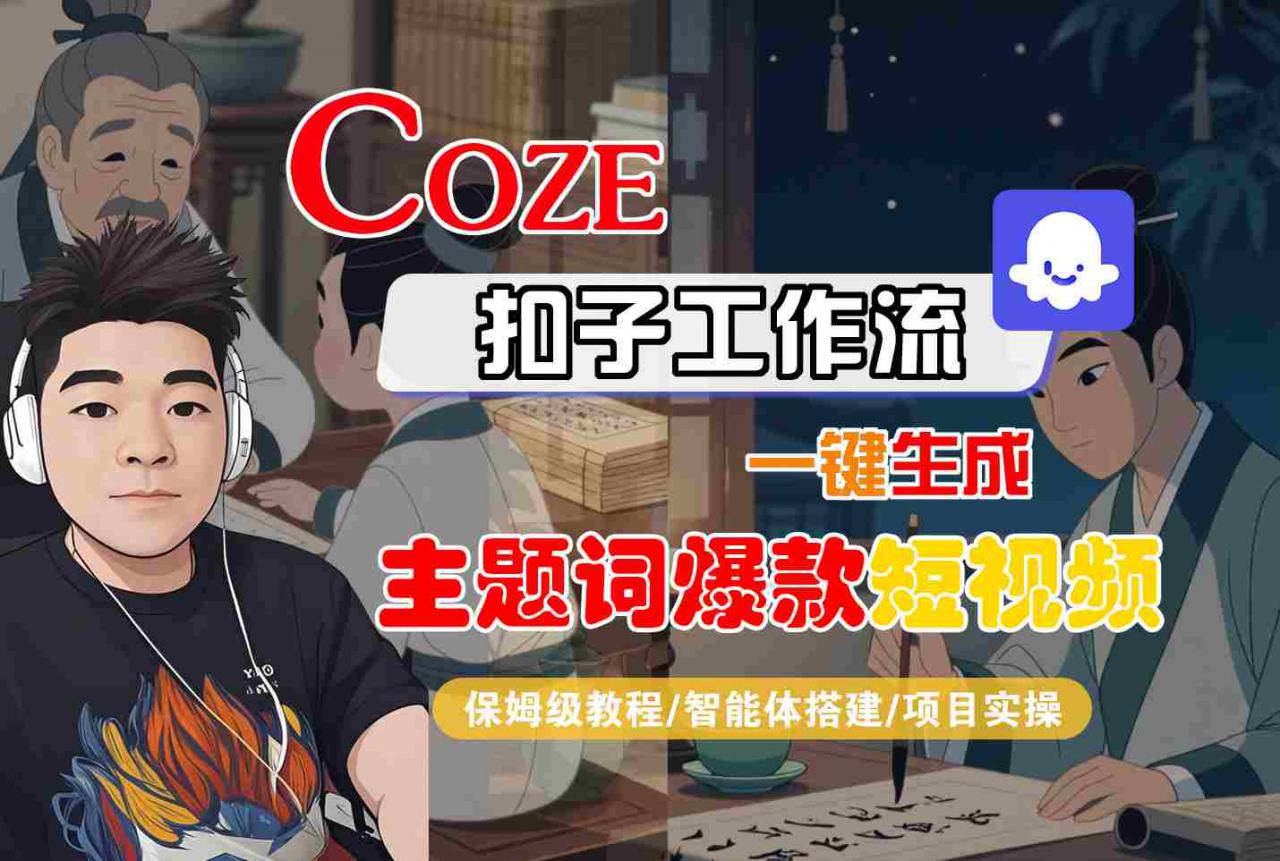COZE扣子工作流一键生成主题词爆款短视频，保姆级教程-智能体搭建-项目实操-升阶有道