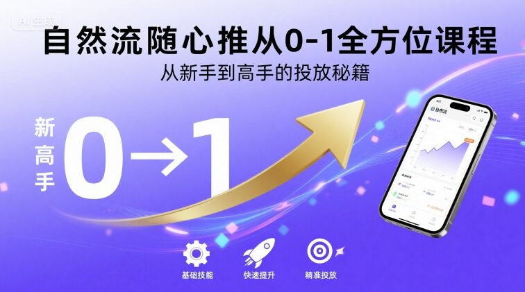 自然流随心推从0-1全方位课程，从新手到高手的投放秘籍-升阶有道