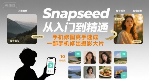 Snapseed从入门到精通，手机修图高手速成，一部手机就能修出摄影大片-升阶有道