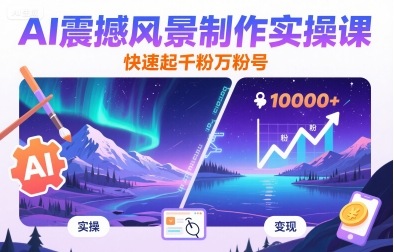 AI震撼风景制作实操课，快速起千粉万粉号-升阶有道