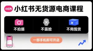 小红书无货源电商课程，不拍摄不露脸不用囤货，一部手机即可开店-升阶有道