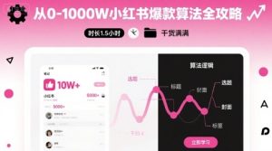 从0-1000W小红书爆款算法全攻略,时长1.5小时,干货满满-升阶有道