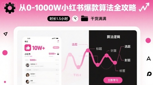从0-1000W小红书爆款算法全攻略，时长1.5小时，干货满满-升阶有道