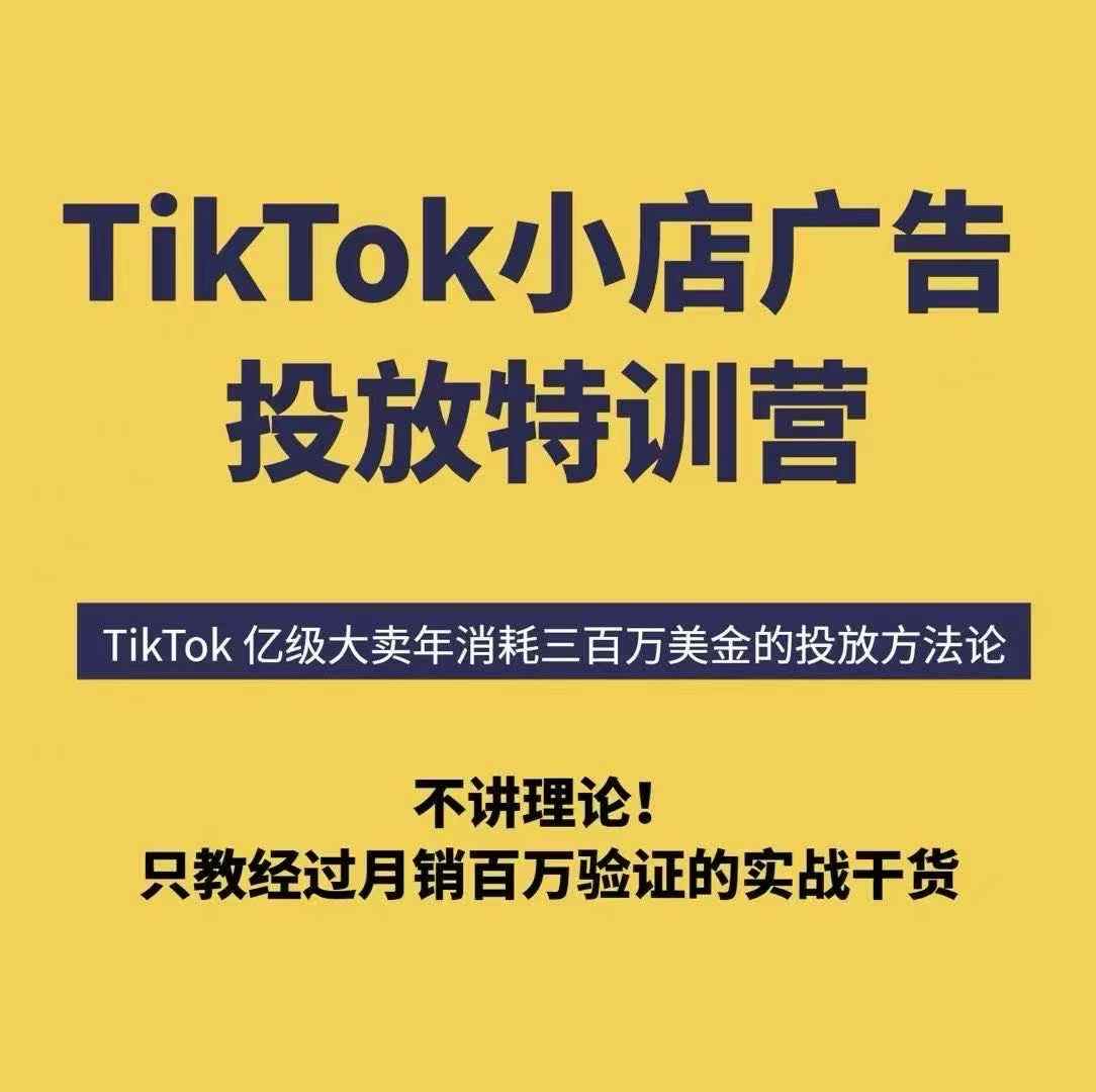TikTok小店广告投放特训营，6天破局计划专治各种“投不动”，教你经过月销百万验证的实战干货-升阶有道