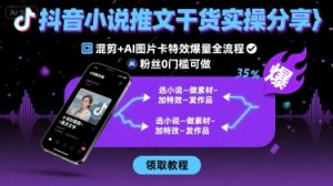 抖音小说推文干货实操分享，混剪+AI图片卡特效爆量全流程，0粉丝0门槛可做-升阶有道