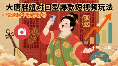 大唐胖妞对口型爆款短视频玩法，快速起千粉万粉号-升阶有道