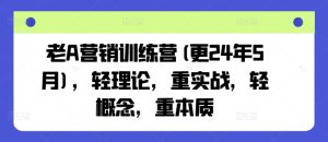 老A营销训练营(更25年8月),轻理论,重实战,轻概念,重本质-升阶有道
