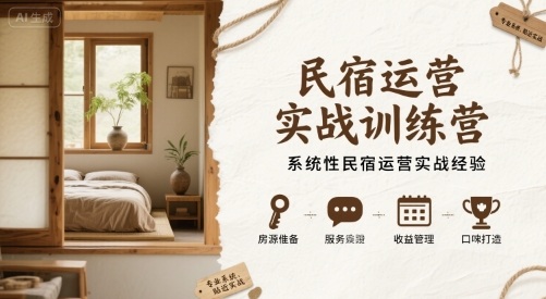 民宿运营实战训练营，系统性民宿运营实战经验-升阶有道