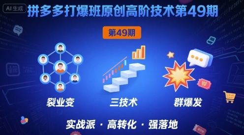 拼多多打爆班原创高阶技术第49期，拼多多裂变+阶梯+群爆-升阶有道
